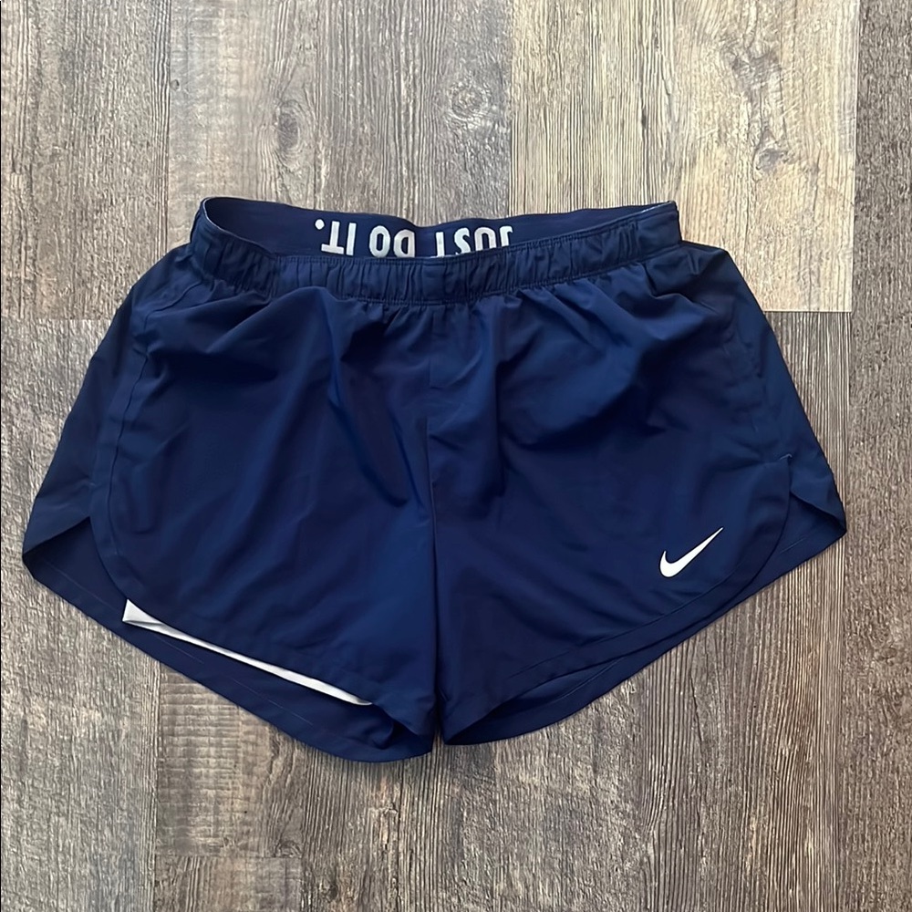 Nike Blue Athletic Shorts with Elastic Waistband and Reflective Elements